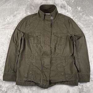 Christopher&Banks Olive Green Military Style Cargo Corduroy Collar Jacket Size L